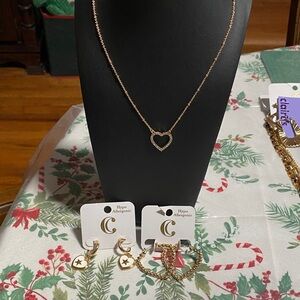 Charming Charlie Gold Heart Necklace Set